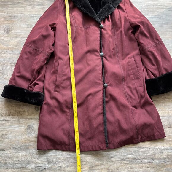 Utex Design Winter Coat Women's Small Oversized Full Length Faux Fur Vintage Red - Picture 7 of 10